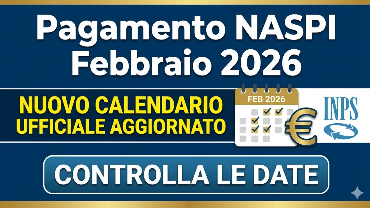 Make me proffessional and engaging thumbnail *wide* and large and good : "Pagamento NASpI di Febbraio 2026: Ecco il Nuovo Calendario Ufficiale Aggiornato - Controlla le date