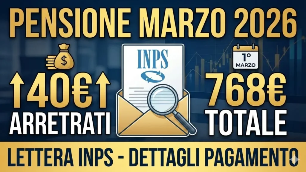 Quando Viene Pagato la Pensione di Marzo 2026 con 40 euro di Arretrati e 768 euro (Lettera Inps)